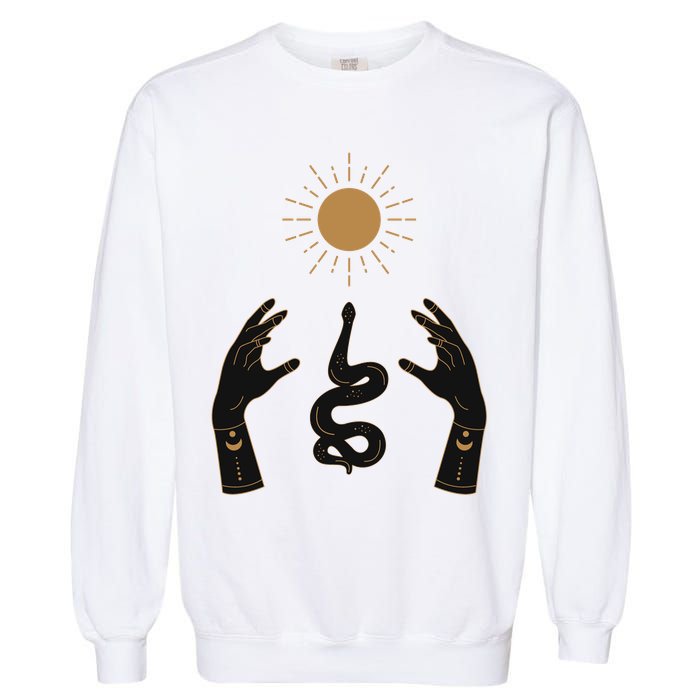 Boho Hands Reaching For The Sun Snake Garment-Dyed Sweatshirt