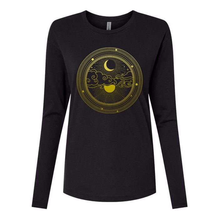 BoHo Moon and Sun Reflection Womens Cotton Relaxed Long Sleeve T-Shirt