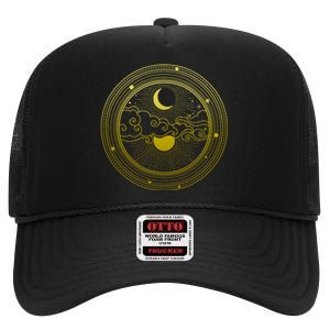 BoHo Moon and Sun Reflection High Crown Mesh Back Trucker Hat