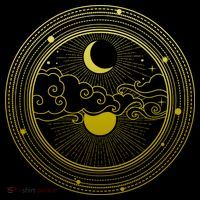 BoHo Moon and Sun Reflection Drawstring Bag