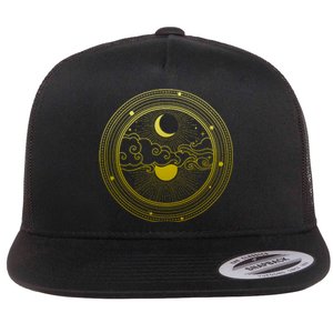 BoHo Moon and Sun Reflection Flat Bill Trucker Hat