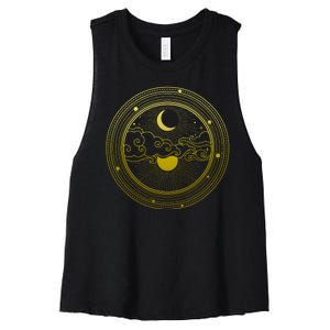 BoHo Moon and Sun Reflection Women's Racerback Cropped Tank