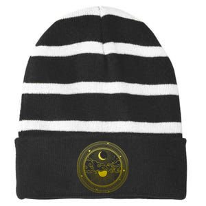 BoHo Moon and Sun Reflection Striped Beanie with Solid Band