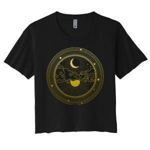 BoHo Moon and Sun Reflection Women's Crop Top Tee