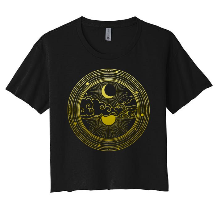 BoHo Moon and Sun Reflection Women's Crop Top Tee