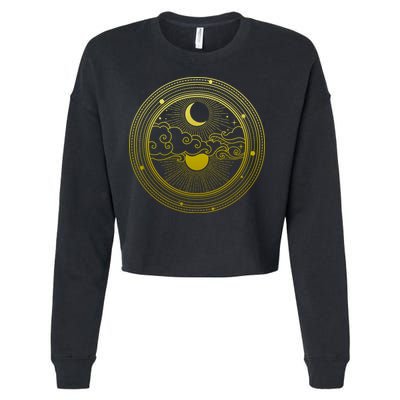 BoHo Moon and Sun Reflection Cropped Pullover Crew