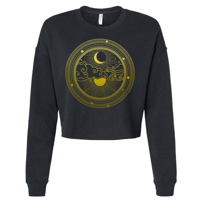 BoHo Moon and Sun Reflection Cropped Pullover Crew