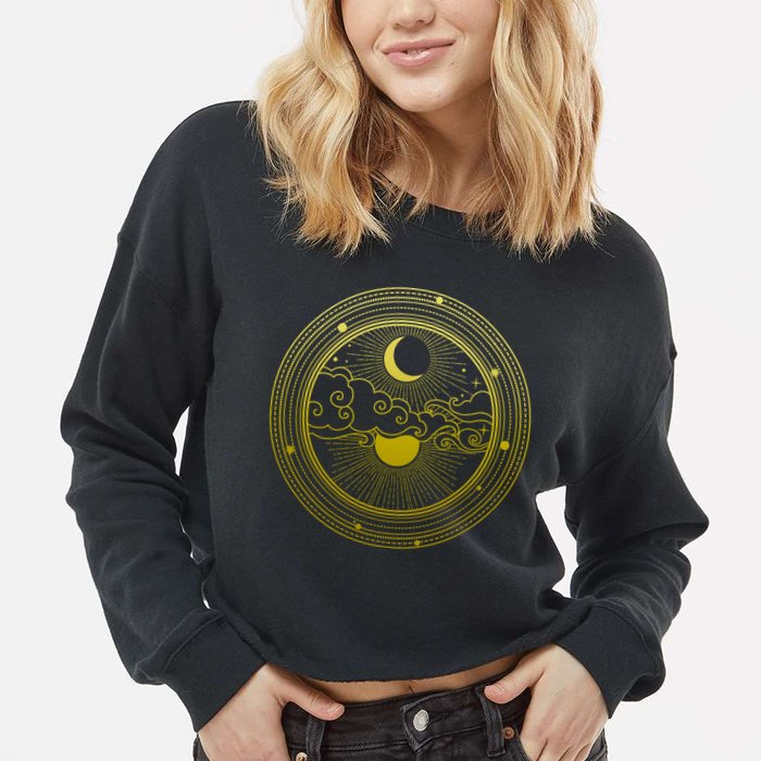 BoHo Moon and Sun Reflection Cropped Pullover Crew
