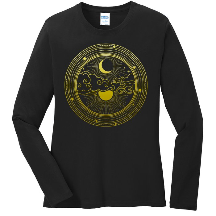 BoHo Moon and Sun Reflection Ladies Long Sleeve Shirt