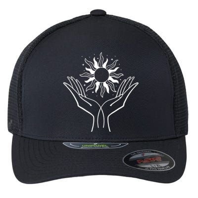 Boho Styled Hands Lifting Sun Spiritual Flexfit Unipanel Trucker Cap