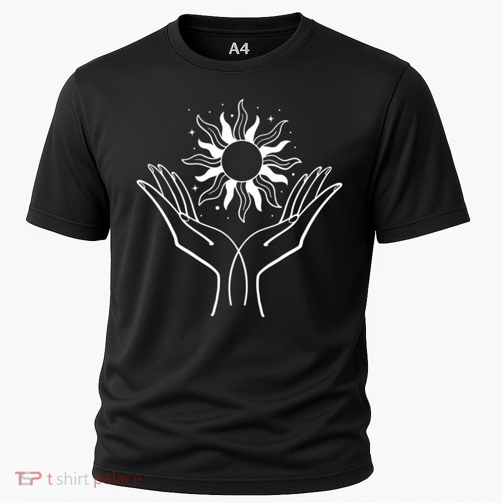 Boho Styled Hands Lifting Sun Spiritual Cooling Performance Crew T-Shirt
