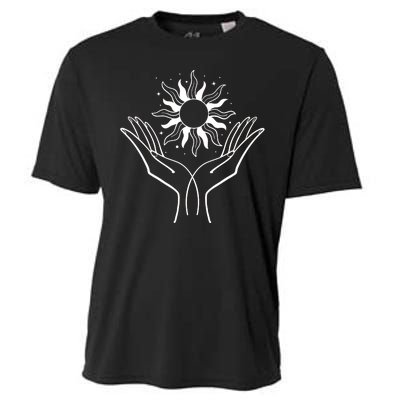 Boho Styled Hands Lifting Sun Spiritual Cooling Performance Crew T-Shirt