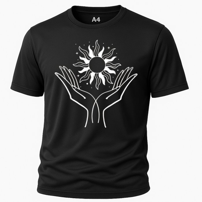 Boho Styled Hands Lifting Sun Spiritual Cooling Performance Crew T-Shirt