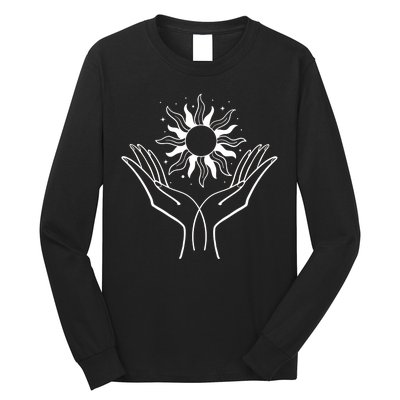 Boho Styled Hands Lifting Sun Spiritual Long Sleeve Shirt