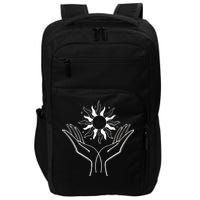 Boho Styled Hands Lifting Sun Spiritual Impact Tech Backpack