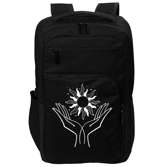 Boho Styled Hands Lifting Sun Spiritual Impact Tech Backpack