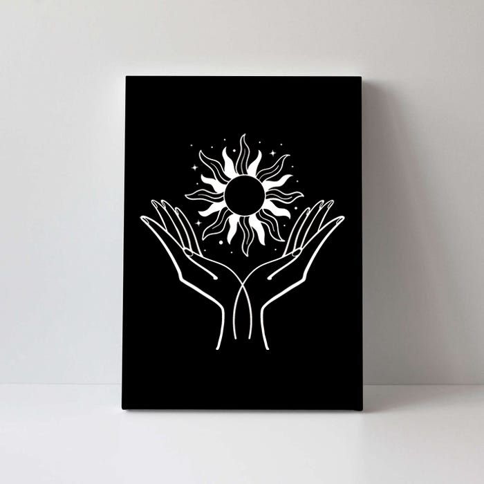 Boho Styled Hands Lifting Sun Spiritual Canvas