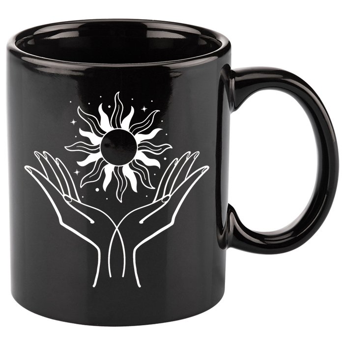 Boho Styled Hands Lifting Sun Spiritual 11oz C Handle Ceramic Mug