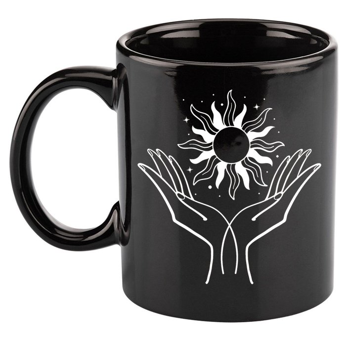 Boho Styled Hands Lifting Sun Spiritual 11oz C Handle Ceramic Mug