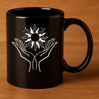 Boho Styled Hands Lifting Sun Spiritual 11oz C Handle Ceramic Mug