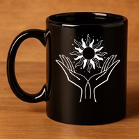 Boho Styled Hands Lifting Sun Spiritual 11oz C Handle Ceramic Mug