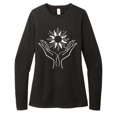 Boho Styled Hands Lifting Sun Spiritual Womens CVC Long Sleeve Shirt