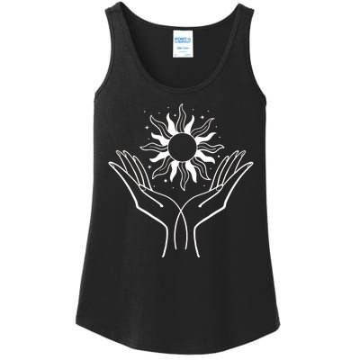 Boho Styled Hands Lifting Sun Spiritual Ladies Essential Tank