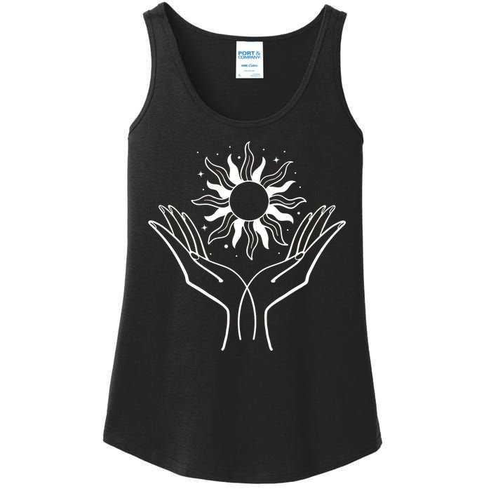 Boho Styled Hands Lifting Sun Spiritual Ladies Essential Tank