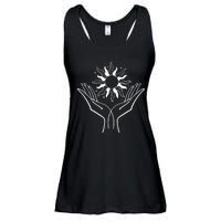 Boho Styled Hands Lifting Sun Spiritual Ladies Essential Flowy Tank