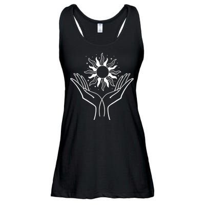 Boho Styled Hands Lifting Sun Spiritual Ladies Essential Flowy Tank