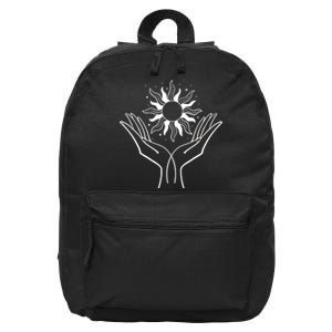 Boho Styled Hands Lifting Sun Spiritual 16 in Basic Backpack