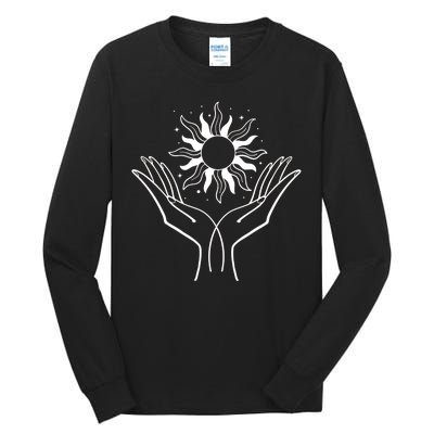 Boho Styled Hands Lifting Sun Spiritual Tall Long Sleeve T-Shirt