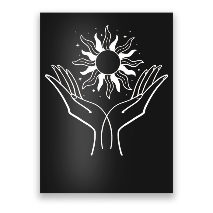 Boho Styled Hands Lifting Sun Spiritual Poster