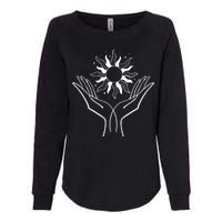 Boho Styled Hands Lifting Sun Spiritual Womens California Wash Sweatshirt