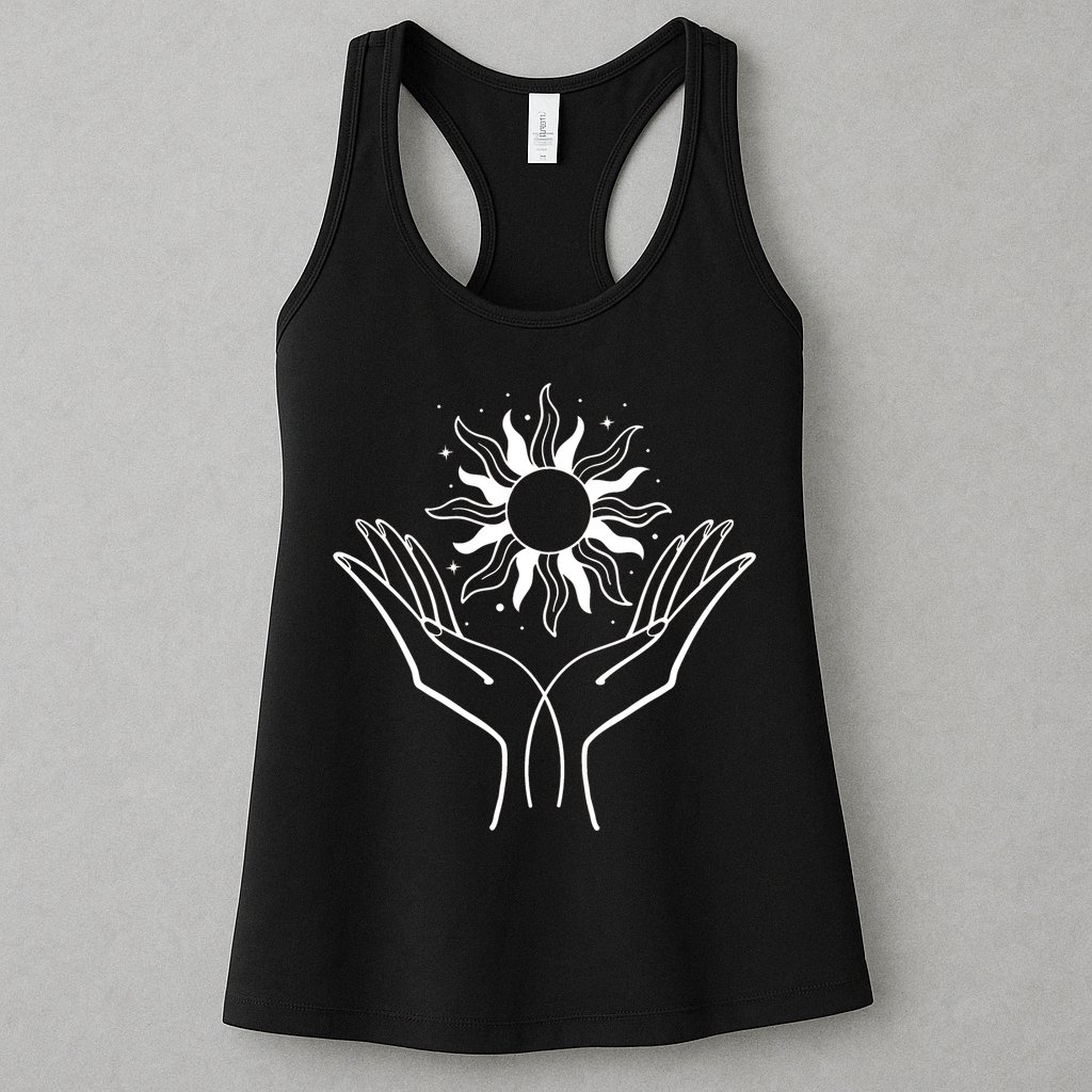 Boho Styled Hands Lifting Sun Spiritual Womens Tank Top