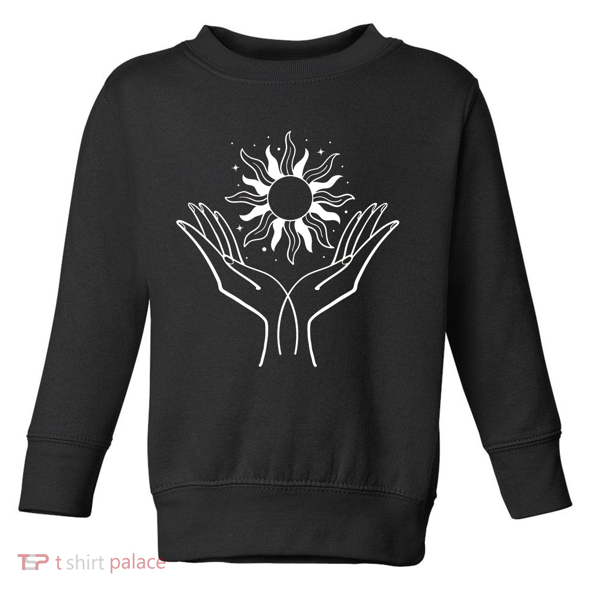Boho Styled Hands Lifting Sun Spiritual Toddler Sweatshirt
