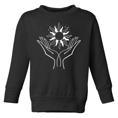 Boho Styled Hands Lifting Sun Spiritual Toddler Sweatshirt