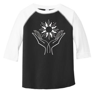 Boho Styled Hands Lifting Sun Spiritual Toddler Fine Jersey T-Shirt