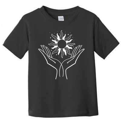 Boho Styled Hands Lifting Sun Spiritual Toddler T-Shirt