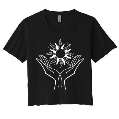 Boho Styled Hands Lifting Sun Spiritual Crop Top