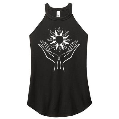 Boho Styled Hands Lifting Sun Spiritual Women's Perfect Tri Rocker Tank