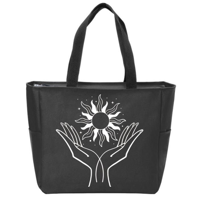 Boho Styled Hands Lifting Sun Spiritual Zip Tote Bag