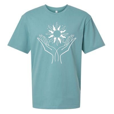 Boho Styled Hands Lifting Sun Spiritual Sueded Cloud Jersey T-Shirt