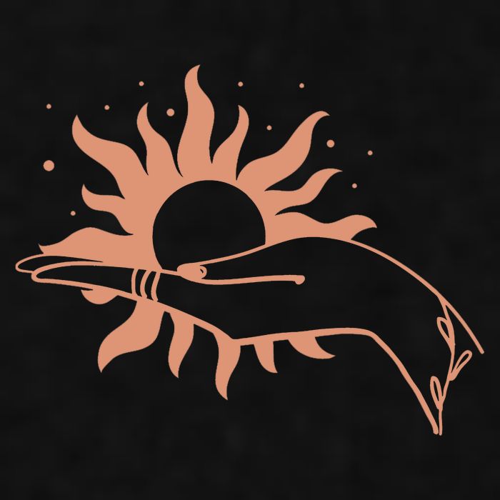 Boho Styled Open Palm Sun In Hand Ladies PosiCharge Tri-Blend Wicking Tank