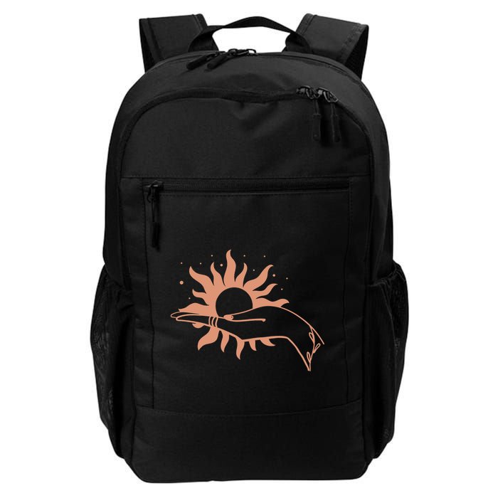 Boho Styled Open Palm Sun In Hand Backpack