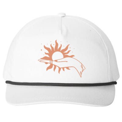 Boho Styled Open Palm Sun In Hand Snapback Five-Panel Rope Hat