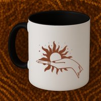 Boho Styled Open Palm Sun In Hand Mug