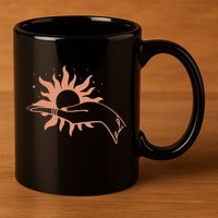 Boho Styled Open Palm Sun In Hand 11oz C Handle Ceramic Mug