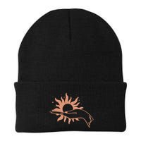 Boho Styled Open Palm Sun In Hand Beanie