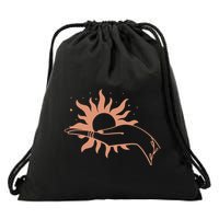 Boho Styled Open Palm Sun In Hand Drawstring Bag